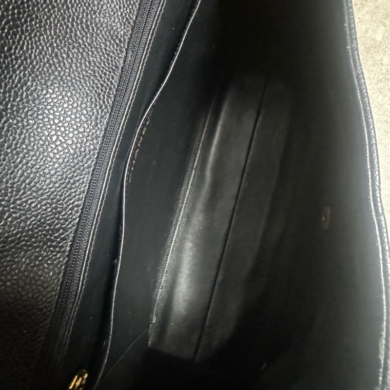 正品 Chanel vintage 黑金荔枝皮Kelly包-4
