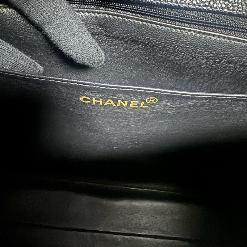 正品 Chanel vintage 黑金荔枝皮Kelly包-16