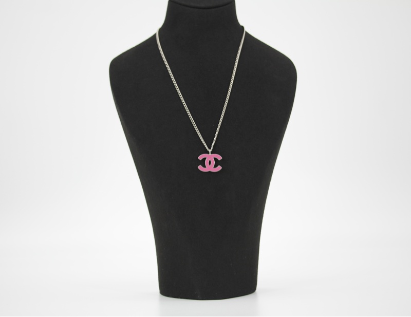 Chanel Vintage 04P 琺瑯桃紅色CC銀鏈-0
