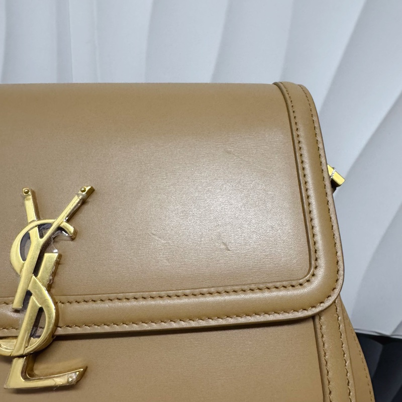 YSL聖羅蘭solferino奶茶粉豆腐金扣BOX單肩包斜挎包-15