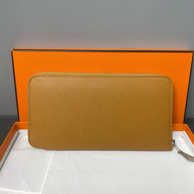 Hermes 愛馬仕 絲巾長夾/金棕色/99新閒置美品-0