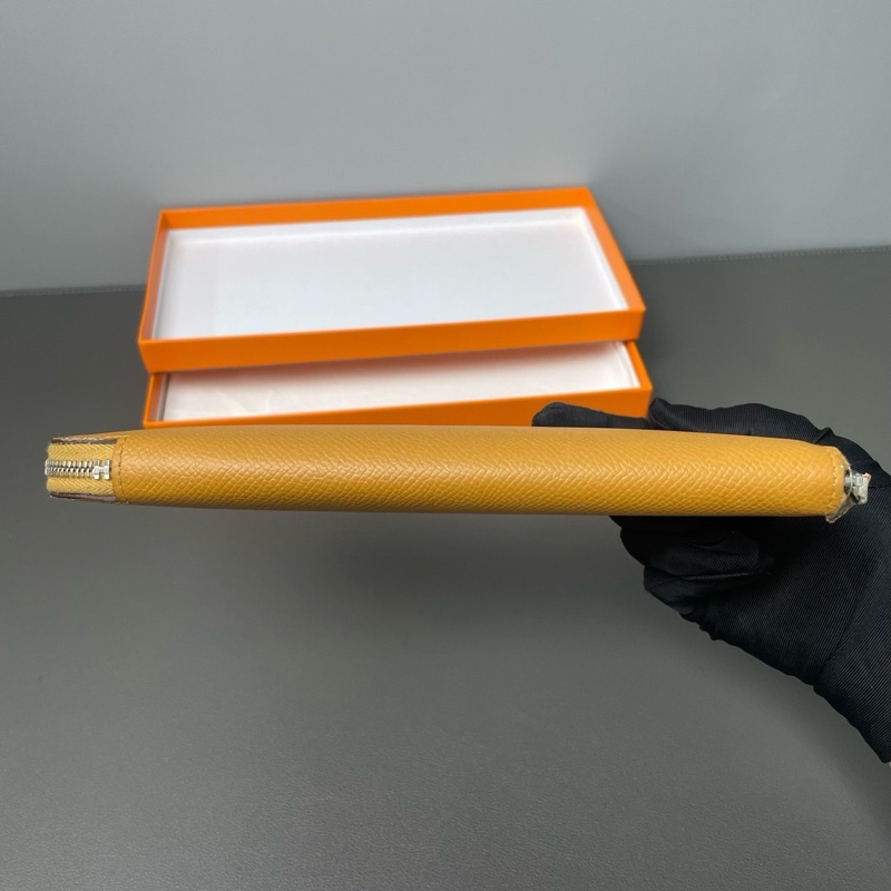Hermes 愛馬仕 絲巾長夾/金棕色/99新閒置美品-4