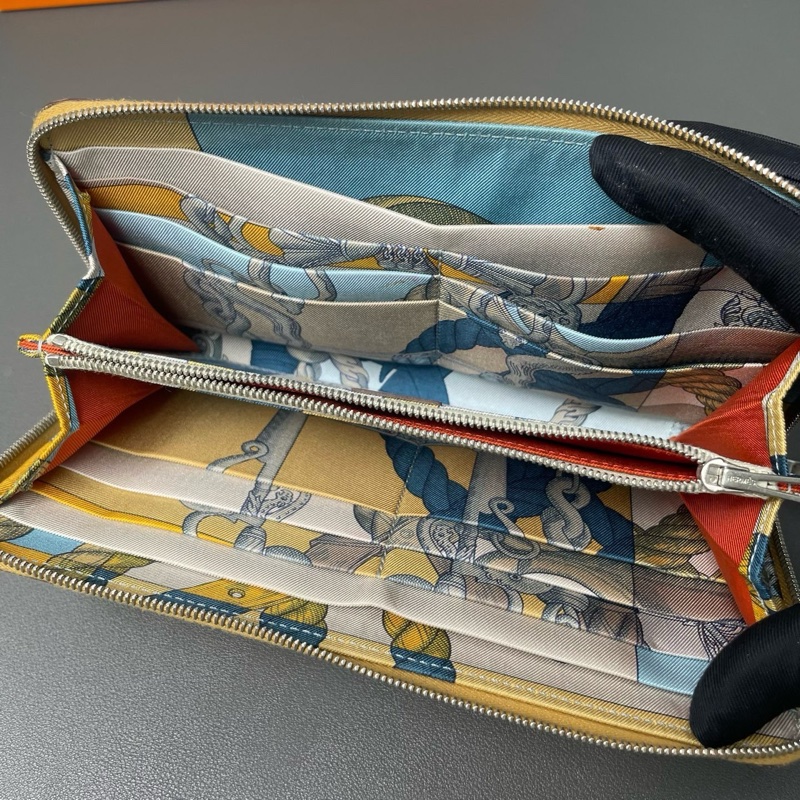 Hermes 愛馬仕 絲巾長夾/金棕色/99新閒置美品-6