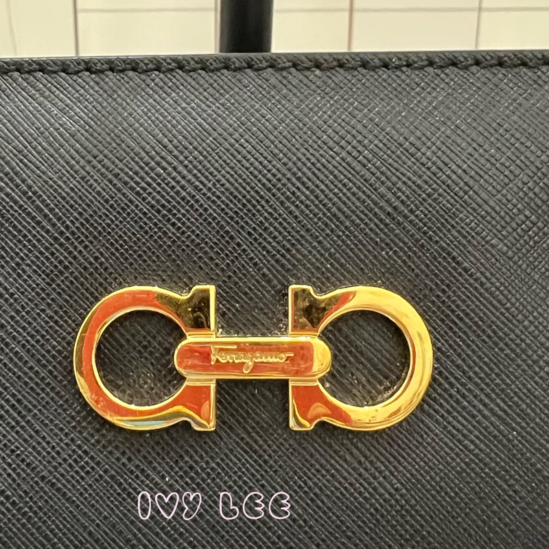 Salvatore Ferragamo Gancini 手提包 斜背包 肩背包 經典黑 正品 二手精品-2