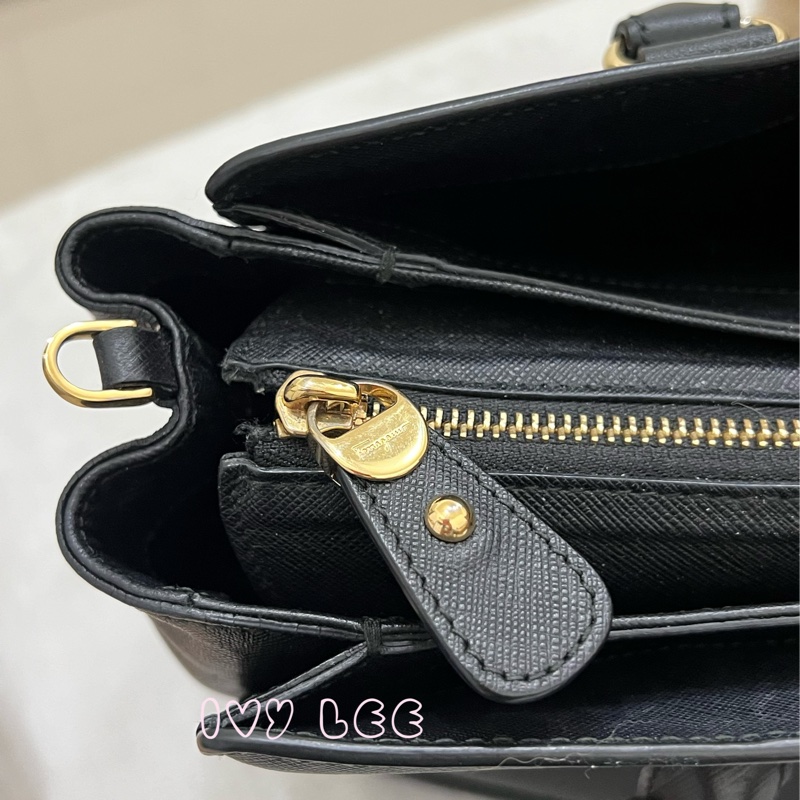 Salvatore Ferragamo Gancini 手提包 斜背包 肩背包 經典黑 正品 二手精品-5