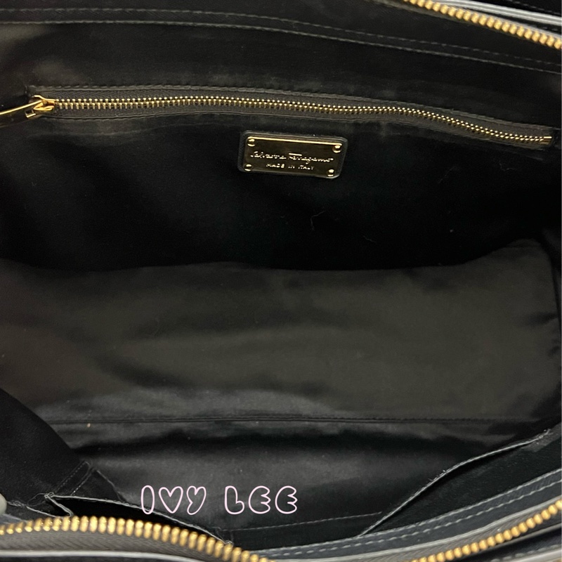 Salvatore Ferragamo Gancini 手提包 斜背包 肩背包 經典黑 正品 二手精品-13