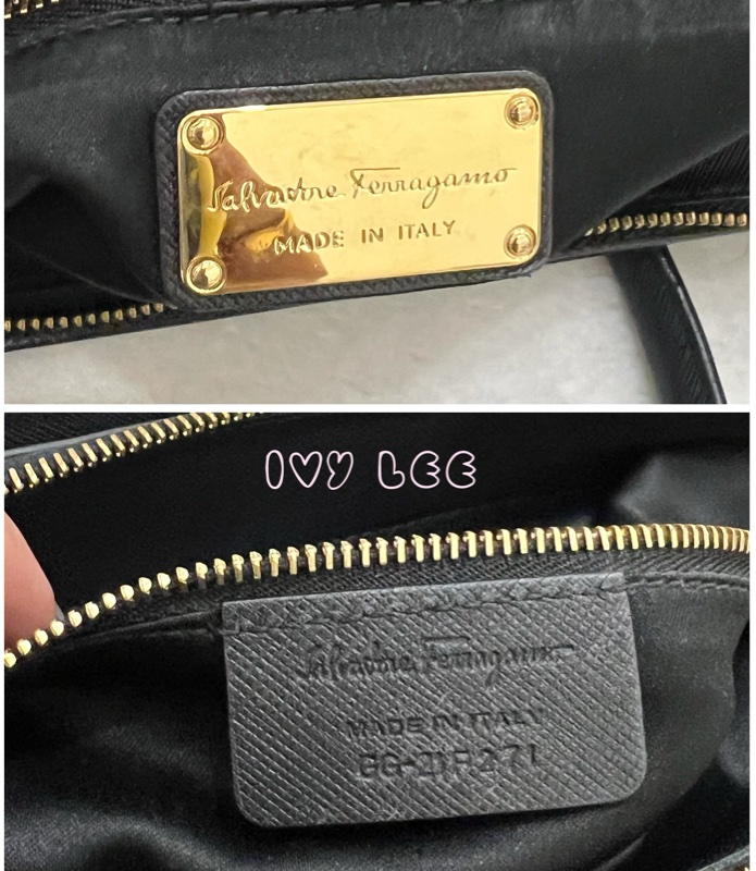 Salvatore Ferragamo Gancini 手提包 斜背包 肩背包 經典黑 正品 二手精品-27