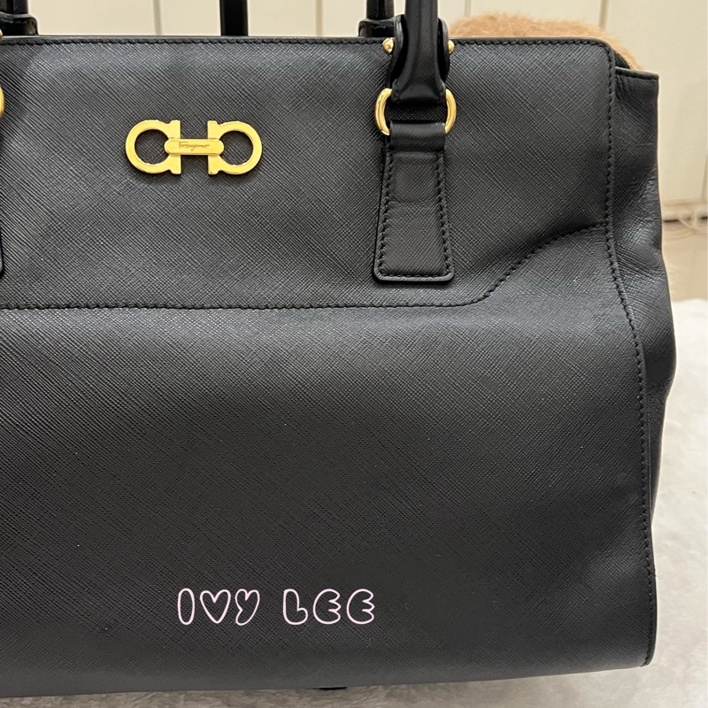 Salvatore Ferragamo Gancini 手提包 斜背包 肩背包 經典黑 正品 二手精品-31