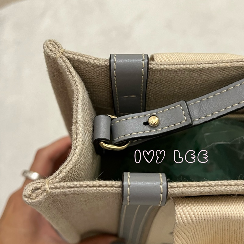 Chloe’ 蔻依 經典小號Woody 帆布皮革飾邊 手提包 斜背包 灰藍 正品 二手精品-4