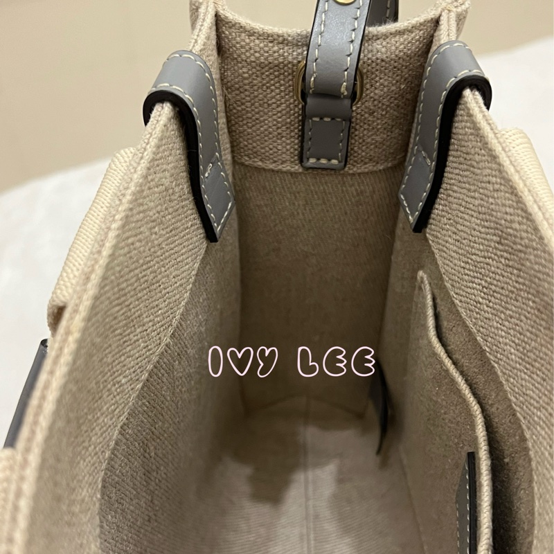 Chloe’ 蔻依 經典小號Woody 帆布皮革飾邊 手提包 斜背包 灰藍 正品 二手精品-8