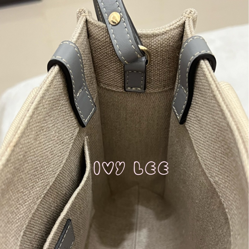 Chloe’ 蔻依 經典小號Woody 帆布皮革飾邊 手提包 斜背包 灰藍 正品 二手精品-9