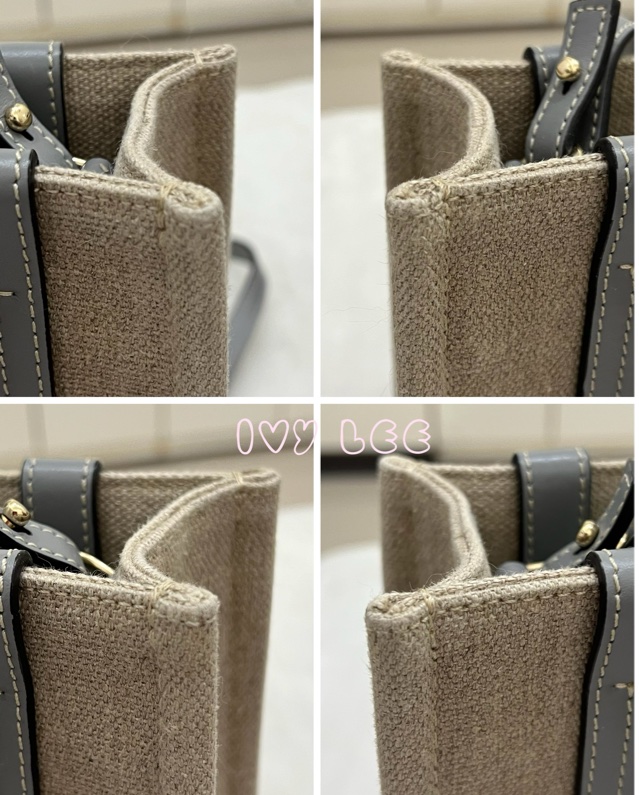Chloe’ 蔻依 經典小號Woody 帆布皮革飾邊 手提包 斜背包 灰藍 正品 二手精品-15
