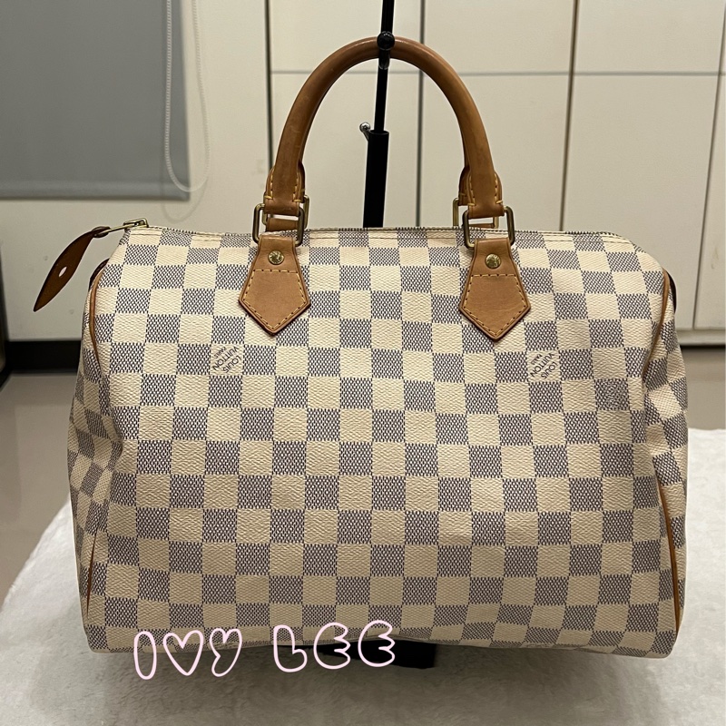 LOUIS VUITTON Speedy 30 Damier Azur 白色棋盤格 手提包 N41370 正品 二手精品-1