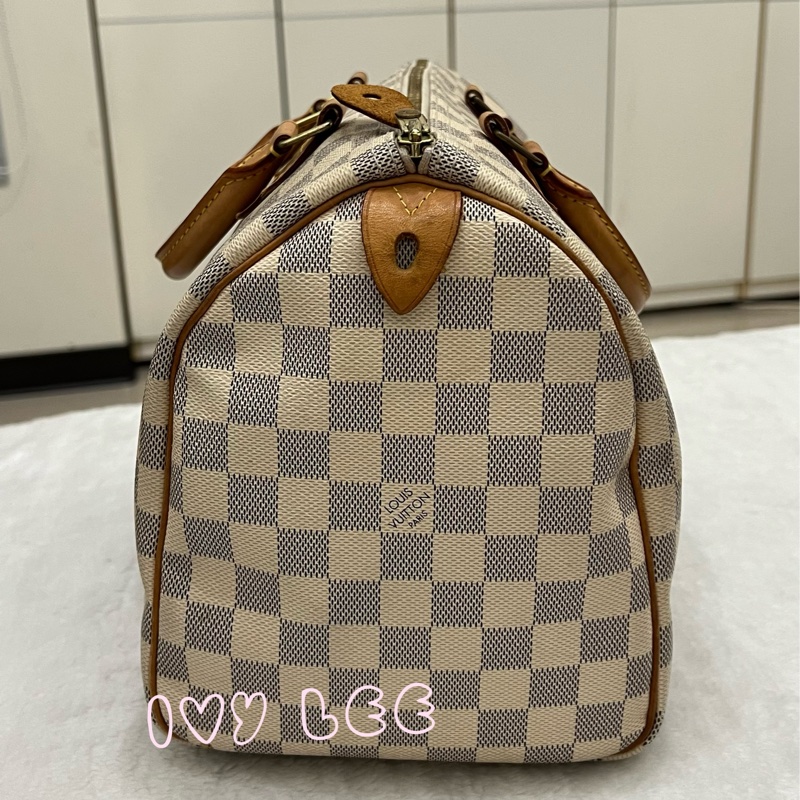 LOUIS VUITTON Speedy 30 Damier Azur 白色棋盤格 手提包 N41370 正品 二手精品-2
