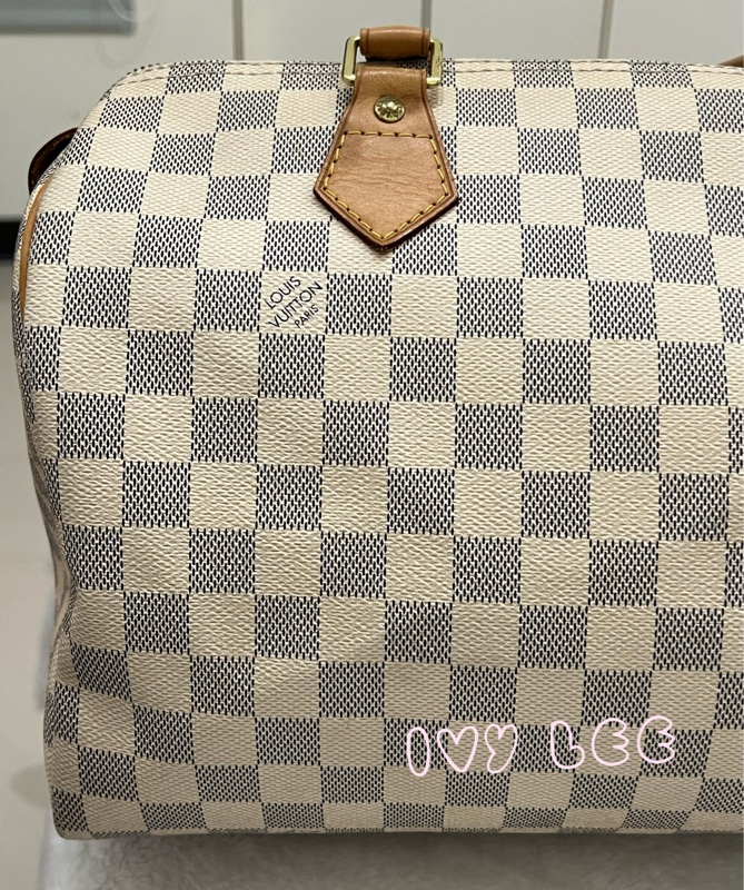 LOUIS VUITTON Speedy 30 Damier Azur 白色棋盤格 手提包 N41370 正品 二手精品-23
