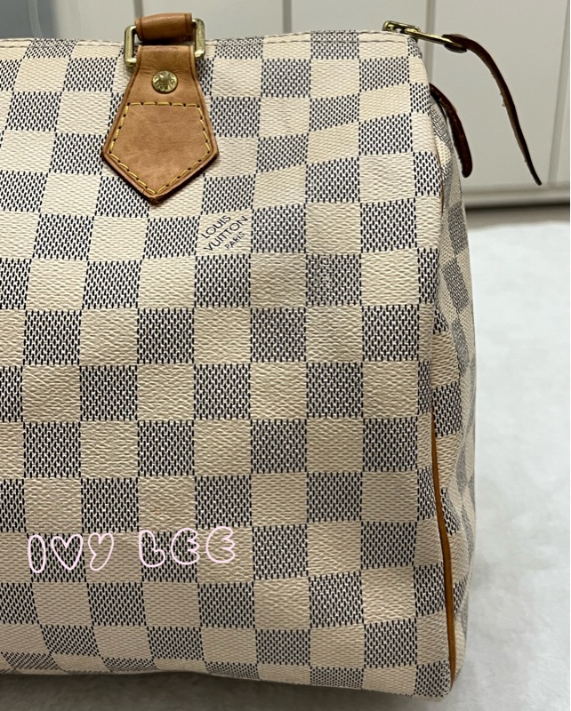 LOUIS VUITTON Speedy 30 Damier Azur 白色棋盤格 手提包 N41370 正品 二手精品-24