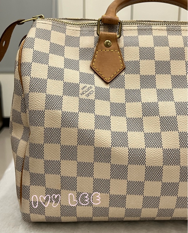 LOUIS VUITTON Speedy 30 Damier Azur 白色棋盤格 手提包 N41370 正品 二手精品-25