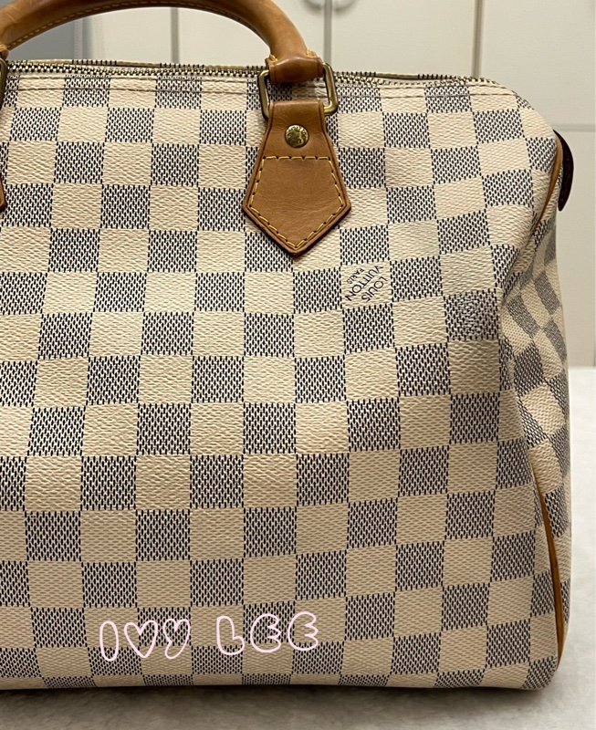 LOUIS VUITTON Speedy 30 Damier Azur 白色棋盤格 手提包 N41370 正品 二手精品-26