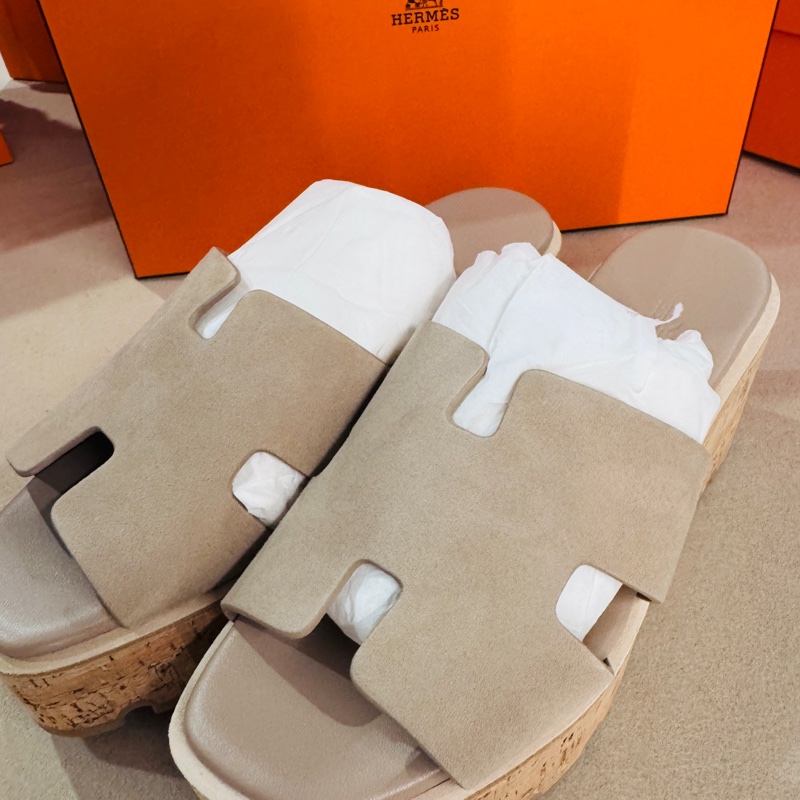 愛馬仕(Hermès)Eze 30 山羊絨面革涼鞋/厚底鞋36號-0