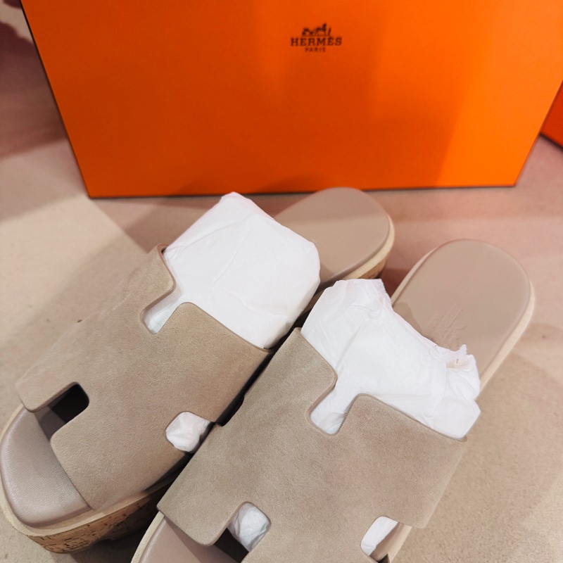 愛馬仕(Hermès)Eze 30 山羊絨面革涼鞋/厚底鞋36號-1