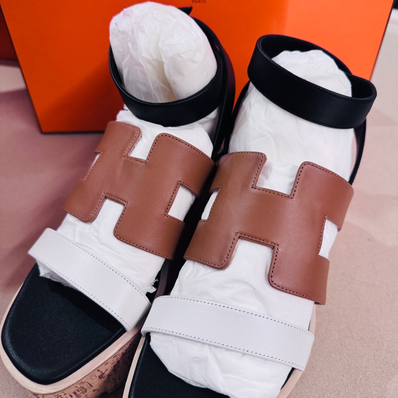 (Hermès)愛馬仕的Havane 30 軟木坡跟涼鞋、厚底鞋36號-9