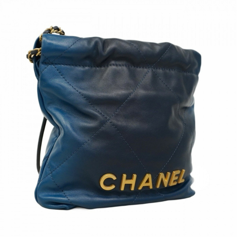 Chanel 單肩包 Chain 22 女 小羊皮 藍色-0