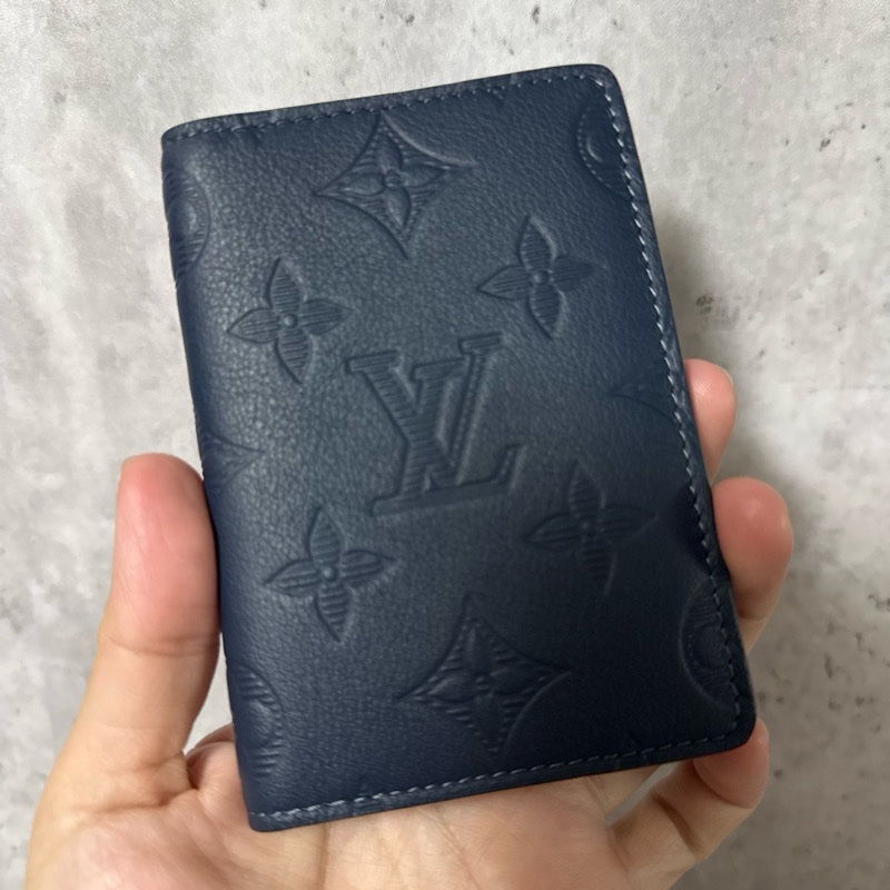 LV NAVY壓紋老花卡夾-6