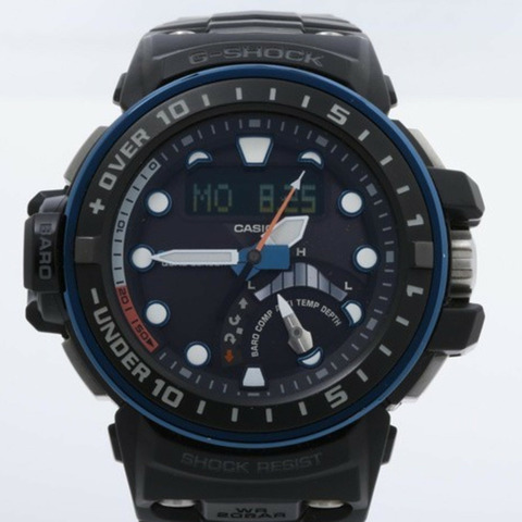 CASIO G-SHOCK MASTER OF G - SEA GULFMASTER GWN-Q1000A-1AJF 男士手錶，黑色樹脂/不銹鋼，太陽能無線電控制，類比數字