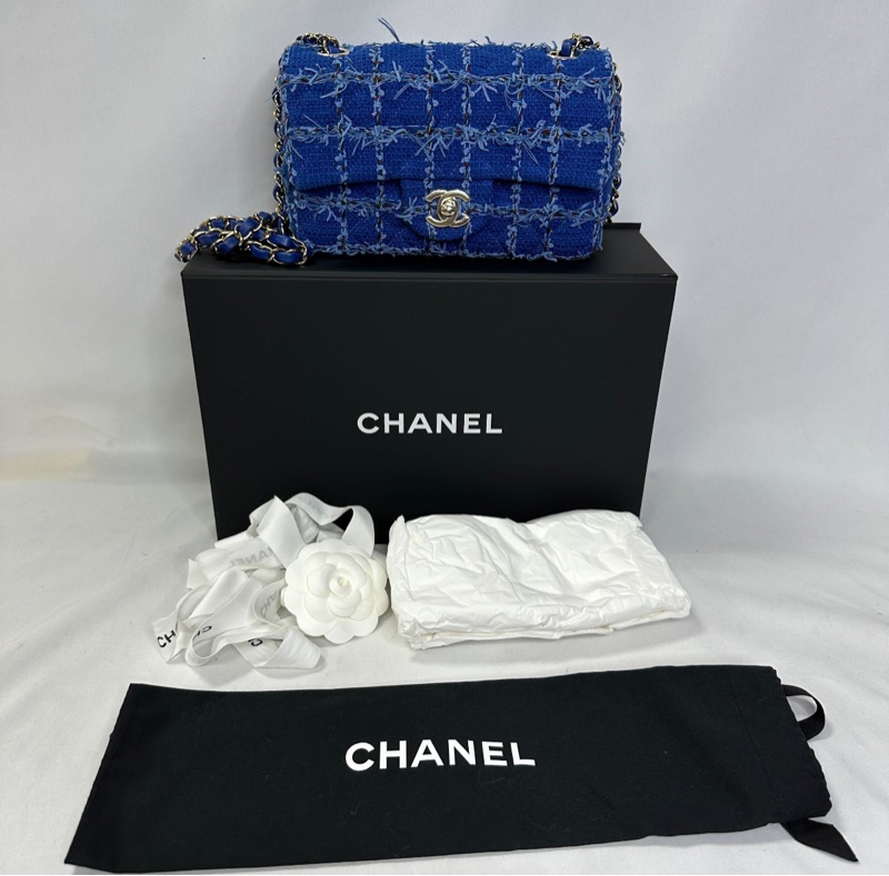 Chanel mini coco 20(藍色毛呢23芯片款)-0