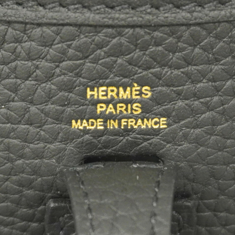 Hermes Hermès Evelyn TPM Taurillon Clemence 單肩包,黑色,雙印,女款-4