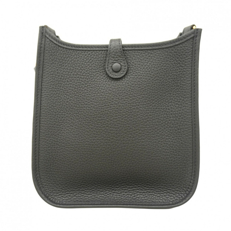 Hermes Hermès Evelyn TPM Taurillon Clemence 單肩包,黑色,雙印,女款-9