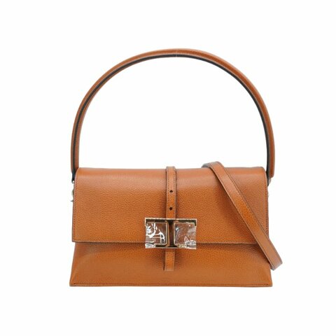 Tod'S T Timeless 小牛皮翻蓋三層迷你二用包(棕)