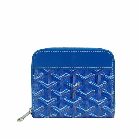 Goyard Matignon PM 帆布拉鍊多夾層零錢包(藍)