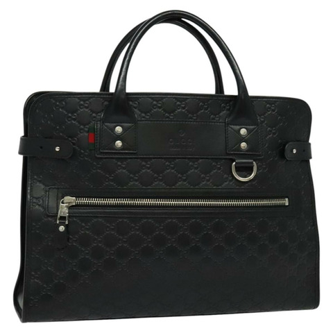 GUCCI GG 帆布 Guccissima 商務包 皮革 黑色 正品 BD1923