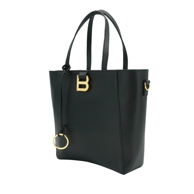 Balenciaga Hourglass 牛皮仿舊金釦手提兩用托特包-小(810415-黑)-1