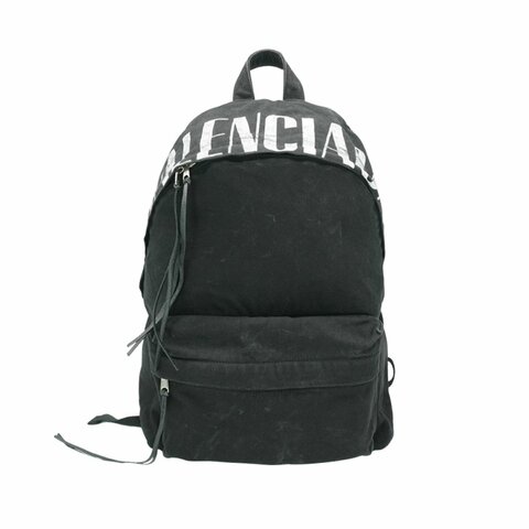Balenciaga 水洗刷舊帆布拉鍊後背包(827206-黑)