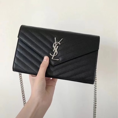 「JL精品代購」 極新 Ysl 魚子醬信封包Woc 鏈條包