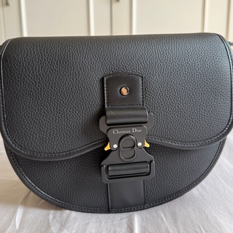 DIOR gallop斜背包，黑色真皮