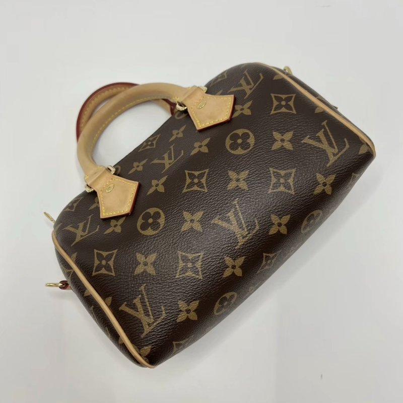 LV 老花speedy20手提肩背斜背包20.5*14*12 芯片款 99新配件塵袋鑰匙鎖-4