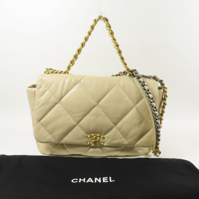 CHANEL 羊皮皮革19 Large金扣手挽肩背兩用袋-5