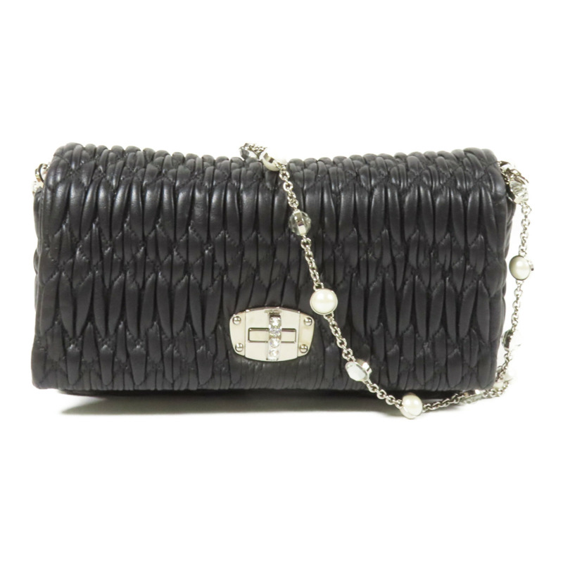 Miu Miu 皮革Shoulder Bag銀扣肩背袋-0
