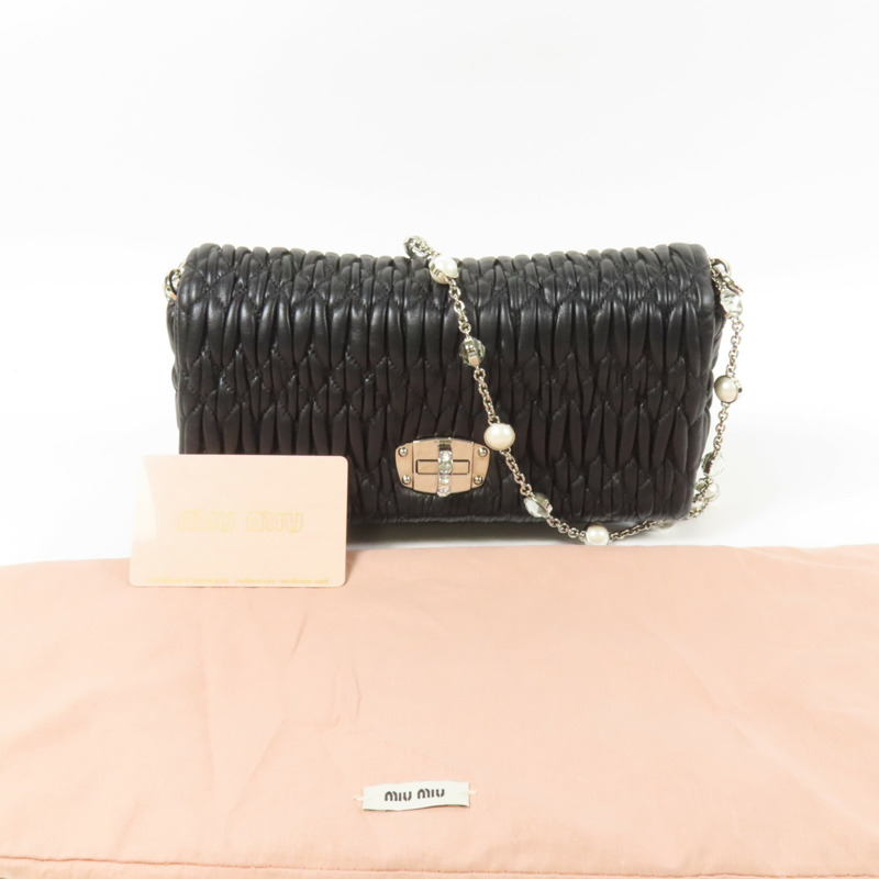 Miu Miu 皮革Shoulder Bag銀扣肩背袋-14