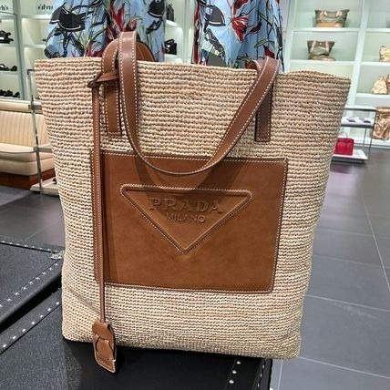 Prada 皮革標誌鉤針TOTE BAG-0