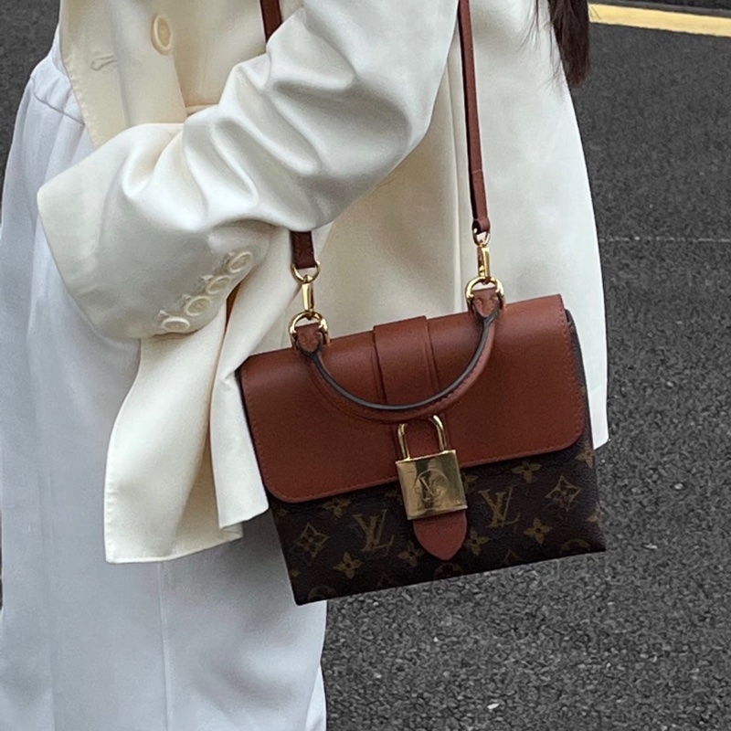 LV Locky BB 經典老花焦糖色鎖頭包 兩用 肩背兼手提包🤎-1