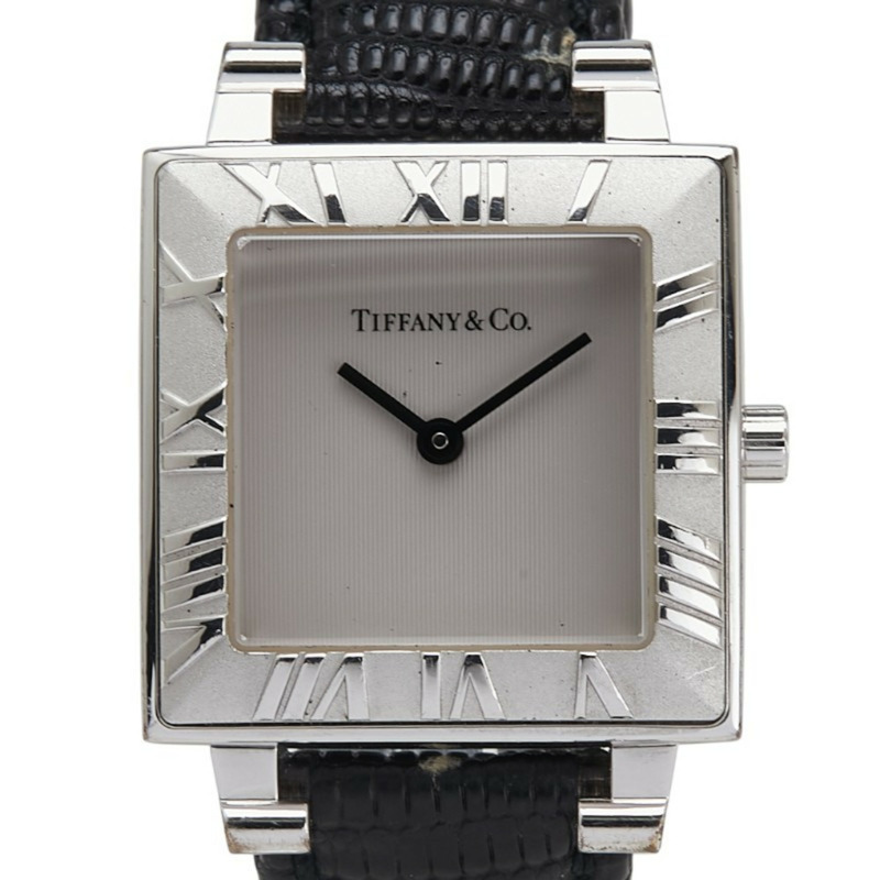 Tiffany & Co. Atlas 石英手錶,銀色錶盤,SV925 皮革,女士-0