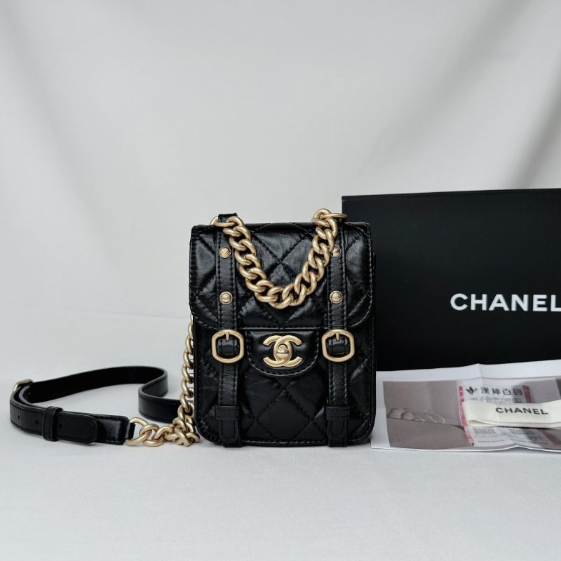 CHANEL 黑金迷你復古小郵差包-0