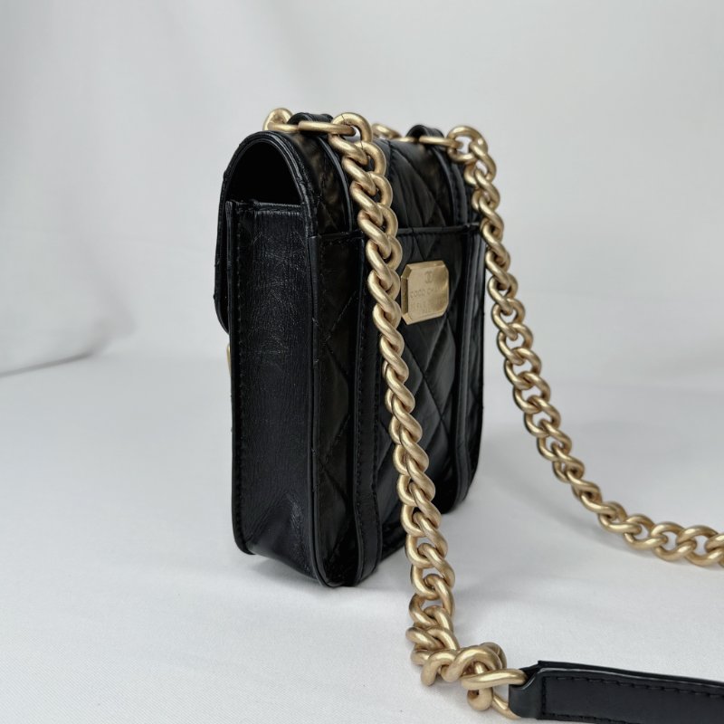 CHANEL 黑金迷你復古小郵差包-5