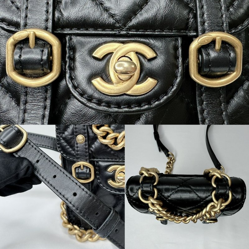 CHANEL 黑金迷你復古小郵差包-8