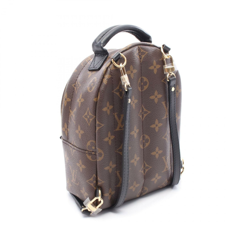 LOUIS VUITTON Palm Springs 迷你背包 M44873 Monogram 帆布 棕色 黑色 二手-1
