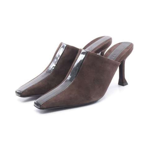 Salvatore Ferragamo Mule #5.5C 高跟涼鞋 絨面革 漆皮 棕色 二手